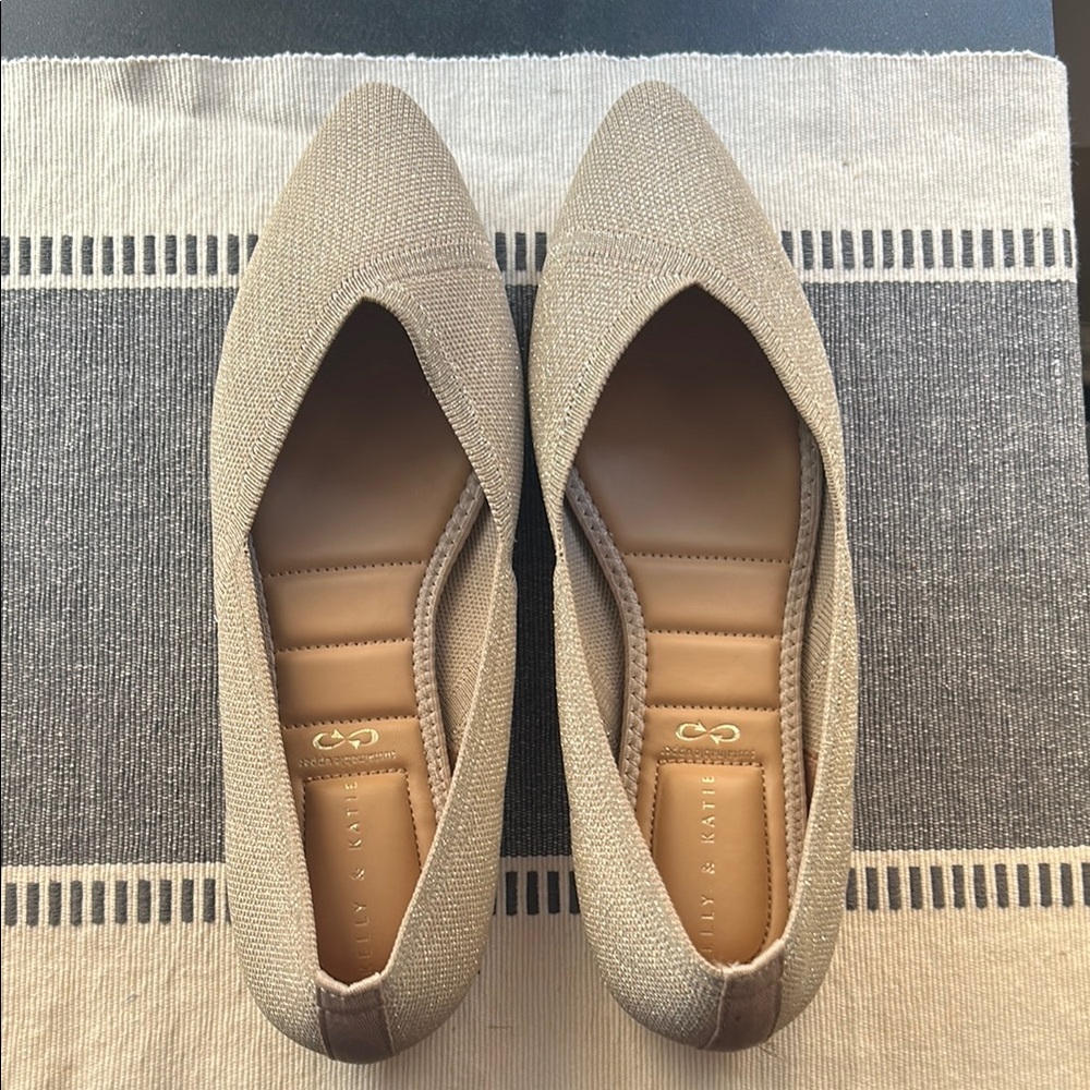 Kelly & Katie Sparkly Gold Ballet Flats